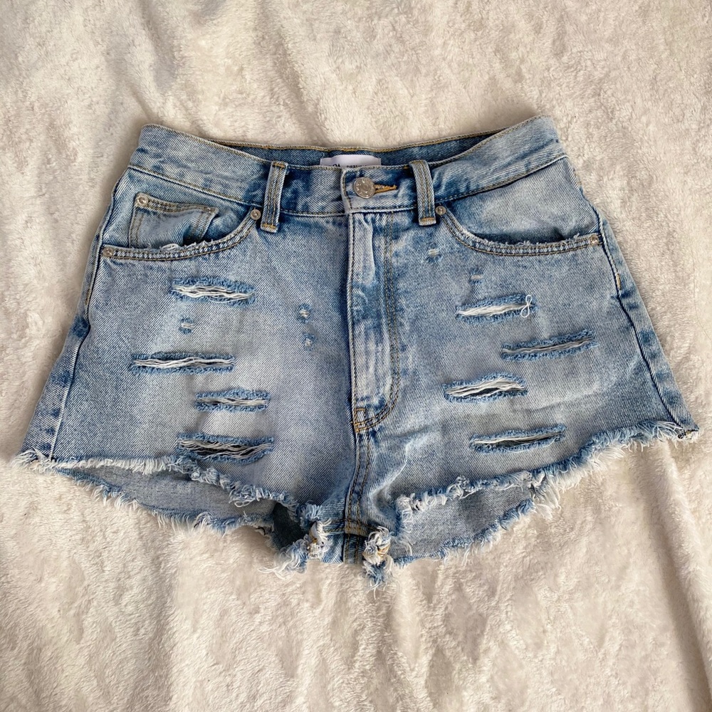 Zara denim distressed shorts